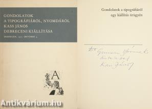 Gondolatok a tipográfiáról, nyomdáról (dedikált példány)