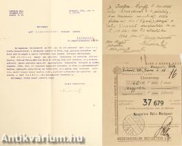 Kempelen Béla genealógus autográf levelezőlapja és aláírt, gépelt levele (közös borítékban, nyugtával)