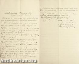 Vaszary Kolos bíboros, esztergomi érsek személyes hangvételű autográf levele Zalka János győri püspöknek