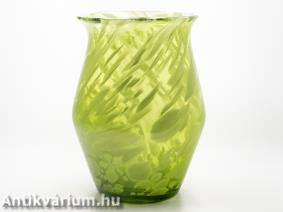 Murano zöld üveg váza 20. század közepe