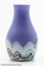 Murano Satinato lila üveg váza 20. század első fele 7 cm
