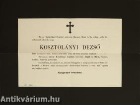 Kosztolányi Dezső gyászjelentése