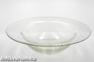 Skandináv színtelen buborékos üveg tál 20. század második fele 28 cm