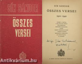 Sík Sándor összes versei (Koszter atyának dedikált példány) (Mellékletben Koszter Atyának küldött képeslap.)