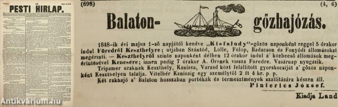 Pesti Hirlap 1848. Majus 14. (A balatoni 
