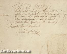 Esterházy Antal tábornagy autográf oltalomlevele a Rákóczi-szabadságharc idejéből (Érsekújvár, 1707)