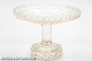 Biedermeier osztrák színtelen csiszolt kristály üveg tál 19. század első fele