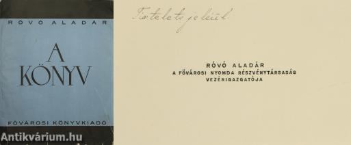 A könyv (Tiszteletpéldány a szerző névjegykártyájával.)