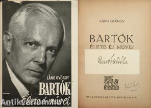 Bartók élete és művei (Bartók Béla által aláírt, beragasztott lapot tartalmazó példány)