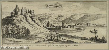 Magyar városképsorozat Villeck (Fülek) - rézmetszet, papír 11 cm x 24,5 cm