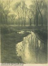 Erdőben - litográfia, papír 58 cm x 44 cm