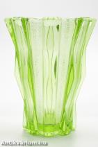Art deco uránzöld préselt üveg váza 20. század első fele