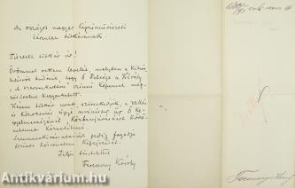 Ferenczy Károly autográf levele az Országos Magyar Képzőművészeti Társulat titkárához