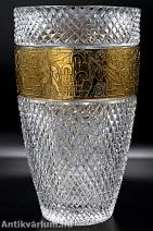 Moser csiszolt art deco színtelen kristály üveg váza 1920 25 cm