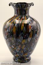 Murano Millefiori multikolor üveg váza 20. század első fele 34 cm