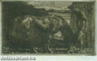 Mitológiai jelenet - rézkarc, papír, 10 cm x 13 cm