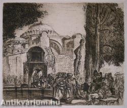 Keleti bazár - rézkarc, papír 17,8 cm x 19,8 cm