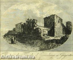XVIII. sz.-i metsző (J. Ph. Hackert után) Emberpár romos épület előtt - rézmetszet, papír 14,7 x 17,5 cm