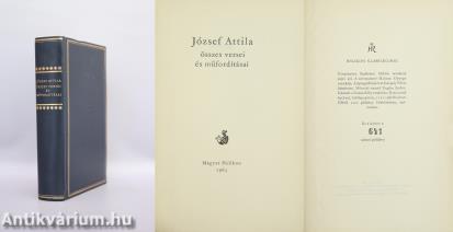 József Attila összes versei és műfordításai (számozott, bőrkötéses, bibliofil példány)