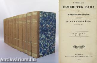 Közhasznu esmeretek tára I-XII. (Teljes sorozat!) (A XII. kötet 4 oldala hiányzik.)