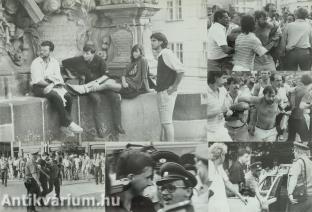 Prágában, a Vencel téren lezajlott tüntetésről készült, fekete-fehér fényképek gyűjteménye (18 db) (1989) Deutsch Tamás, Kerényi György és Pesty László a fotósorozat főszereplői.