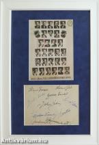 Az MTK 1957-58 évi NB I-es labdarúgó Bajnok Csapata, bekeretezve, paszpartuval (Lantos Mihály, Sipos Ferenc, Gellér Sándor és további 7 labdarúgó által aláírt példány)