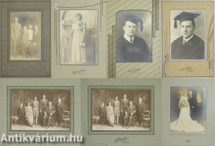 Fekete-fehér fényképek egyedi gyűjteménye, az 1900-as évek első feléből (7 db különböző méretű, gyári papír védőtokban lévő fotó)