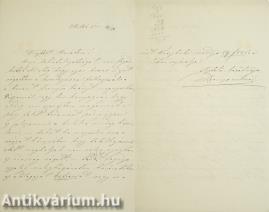Damjanich Jánosné autográf levele Mednyánszky Sándornak, 1870 (A kéziratról írt irodalomtörténeti tanulmány a leírásban olvasható)