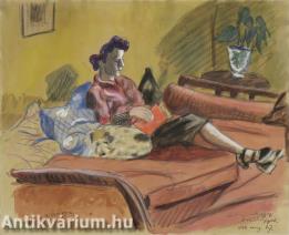 Mókuci 1946. aug. 27. - tempera, ceruza, papír, 30,5 cm x 37,5 cm