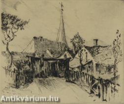 Templom - rézkarc, papír 21 cm x 25 cm