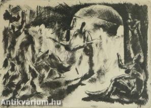 Sírbatétel - rézkarc, papír 7,1 cm x 10 cm