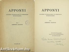 Apponyi (Köhler Ferenc katolikus papnak dedikált példány)