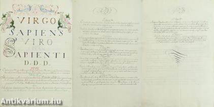 Virgo Sapiens viro etiam Sapienti (Klimó György püspök részére készített dokumentum)