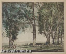 Balaton - akvarellel színezett rézkarc, papír 28,5 cm x 35 cm