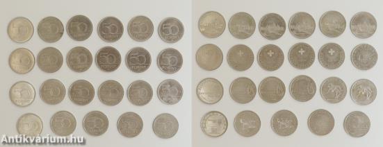 A Magyar Nemzeti Bank által kibocsátott 50 forintos emlékérmék egyedi gyűjteménye (23 db)