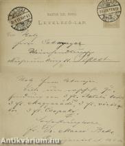 Beke Manó által írt levelező-lap 1899-ből
