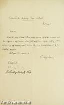 Csécsy Imre autográf levele Ady Endre aláírásával (A kötetről írt irodalomtörténeti tanulmány a leírásban olvasható.)