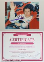 Mario Andretti olasz származású forma-1-es világbajnok amerikai autóversenyző által aláírt színes fotó