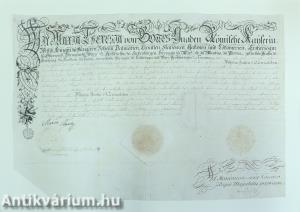 Mária Terézia autográf kézjegyével ellátott, német nyelvű  uralkodói jogmegerősítő oklevél (1779)