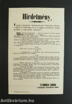 Hirdetmény Csongrád megye középponti választmányának üléséről 1872.