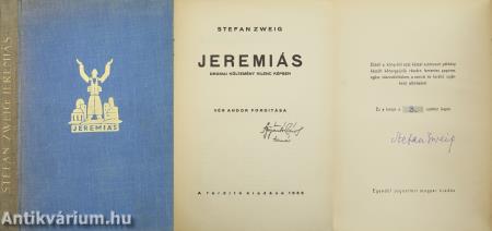 Jeremiás (Stefan Zweig által aláírt, 3. számozott példány)