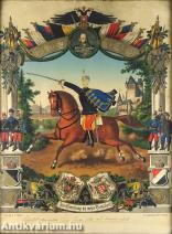 Huszár obsit szolgálati emléklap 1885 - litográfia, papír, 49 cm x 36 cm