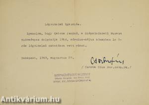 Légoltalmi igazolás (Csorba Géza által aláírt példány)