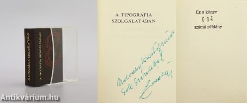 A tipográfia szolgálatában (minikönyv) (dedikált, számozott példány)