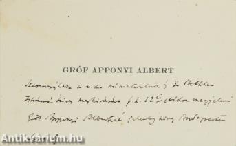 Gróf Apponyi Albert autográf névjegykártyája
