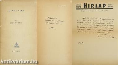 Ötven vers (dedikált és a Hirlap c. újság fejléces autográf mellékletével ellátott kötet)