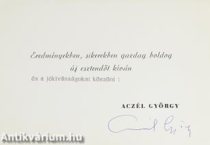 Aczél György által aláírt újévi üdvözlőlap
