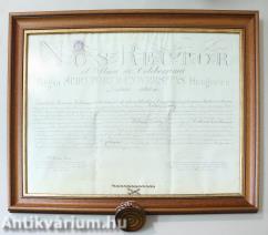 Báró Eötvös Loránd és Vécsey Tamás aláírásával ellátott Nos Rector Et Alma Ac Celeberrima Regia Scientiarum Universitas Hungarica – Pergamenre írt latin nyelvű jogi diploma, 1892