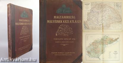 Magyarország megyéinek kézi atlasza (Hiánytalan, 73 színes térképpel és 20 színes városi tervrajzzal.)