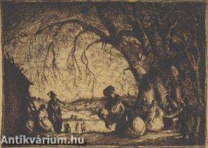 Jelenet- rézkarc, papír, 11 cm x 17,7 cm